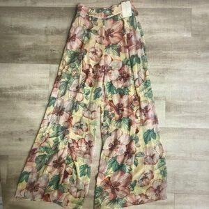 Floral Wide-Leg Pants - Multicolor